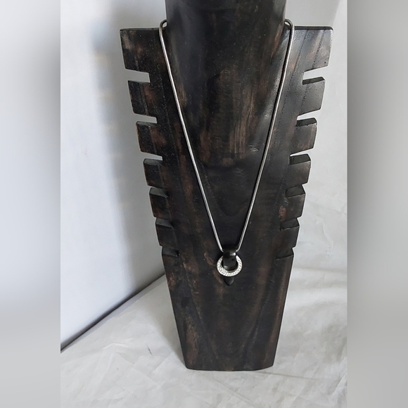 TRIFARI CROWN  VINTAGE  CELLULOID SILVER OX DIAMOND NECKLACE - Picture 1 of 7